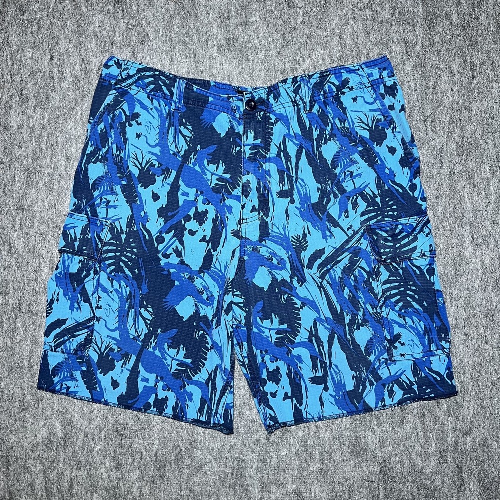 Nike SB Cargo Shorts Blue Camo Palm Ripstop Skateboarding Men Size 38 Cotton